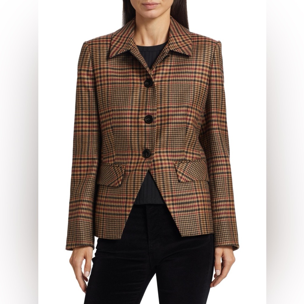 NWT $698 Veronica Beard Aire Check Wool Dickey Jacket